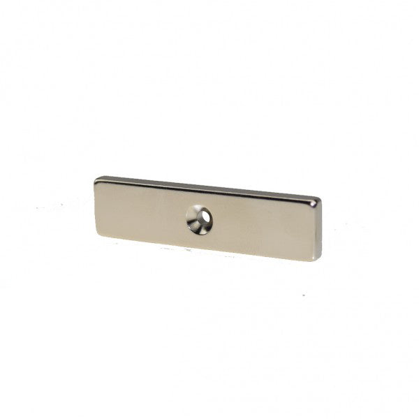 Quadermagnet 60,0 x 15,0 x 5,0 mm N45 Nickel mit Senkloch