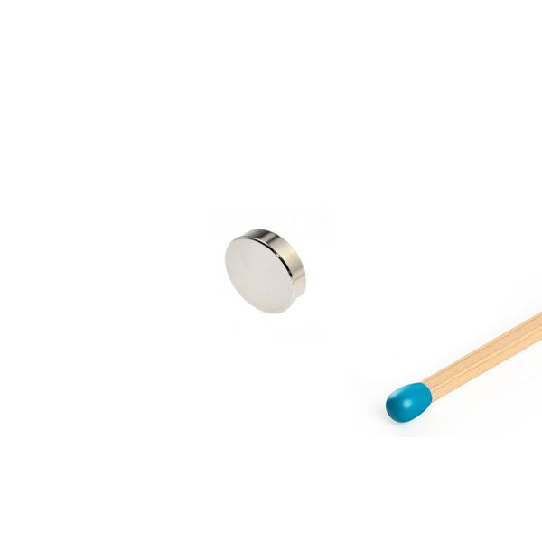 Scheibenmagnet Ø 15,0 x 2,0 mm N45 Nickel - hält 2,1 kg
