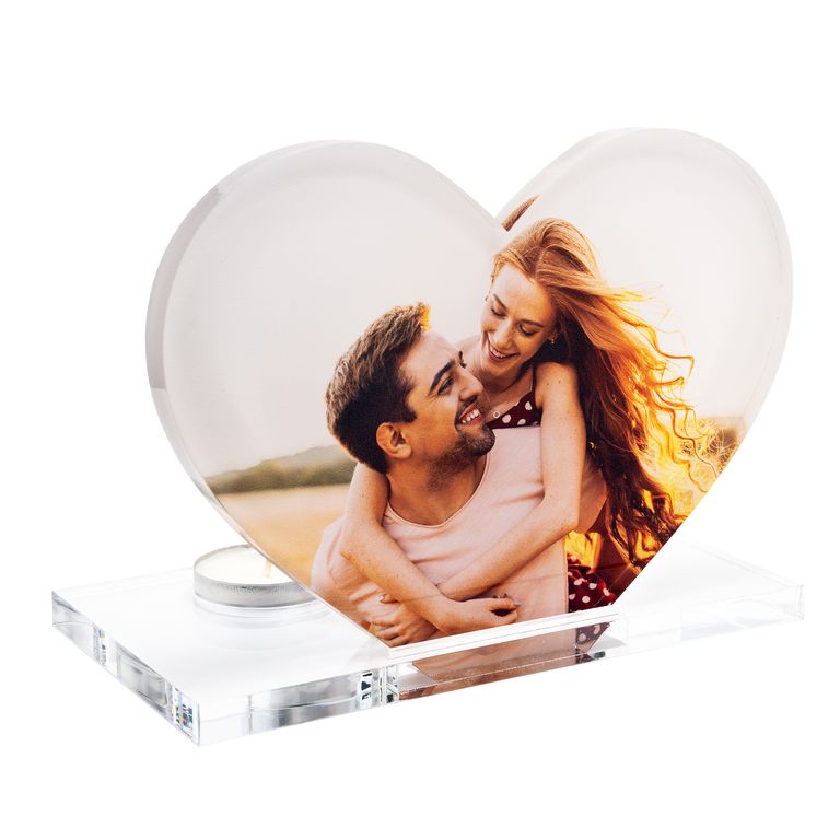 Acryl-Herz beleuchtet mit eigenem Druck oder Gravur für Hochzeitstag
