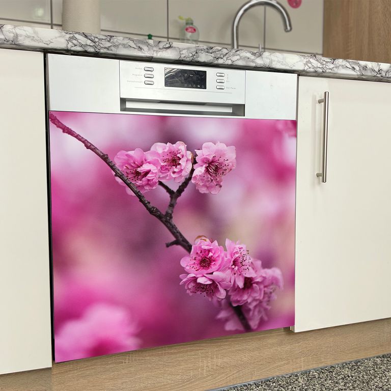 Spülmaschinen Möbel Magnetfolie Dekofolie Dekor Einzelbild - Motiv Pink Flower
