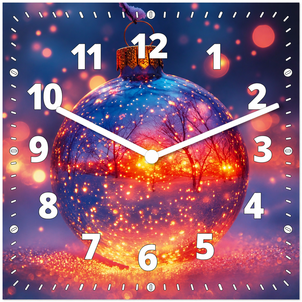 Hochwertige 30cm-Uhren Made in Alzenau Lautlose Uhr MDF Acryl Winterlicht