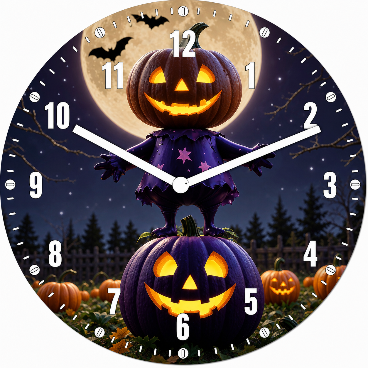 Hochwertige 30cm-Uhren Made in Alzenau Lautlose Uhr MDF Acryl Kürbiszauber