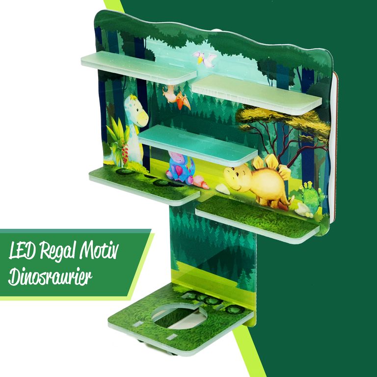 LED Regal Acryl in verschiedenen Motiven Zubehör für Tonie-Figuren und Toniebox Motiv Dinosaurier