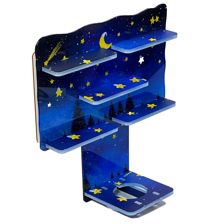 LED Regal Acryl in verschiedenen Motiven Zubehör für Tonie-Figuren und Toniebox Motiv Sternenhimmel