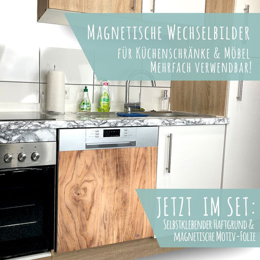 Spülmaschinen Möbel Magnetfolie Dekofolie Dekor Einzelbild - Motiv Holz