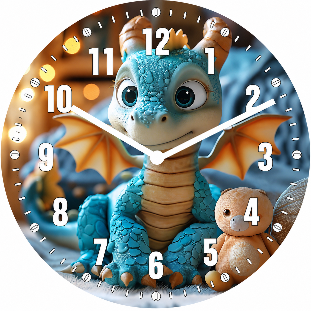 Hochwertige 30cm-Uhren Made in Alzenau Lautlose Uhr MDF Acryl Motiv Drago&Teddy