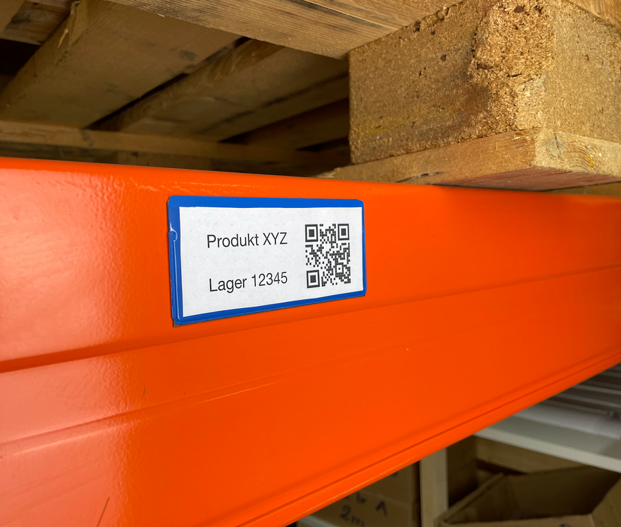 Magnettasche 50x110mm Blau für Lager Etiketten QR Code mit vollfächigem Magnetrücken