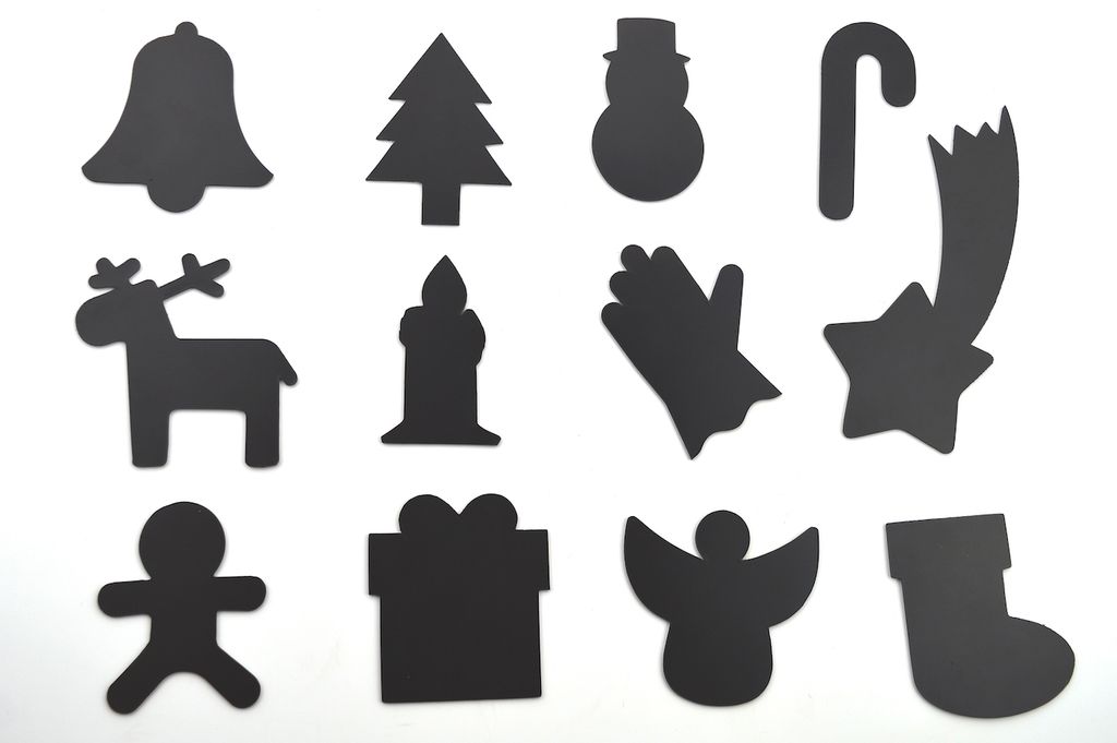 Weihnachts-Set: 12 Do-it-yourself Magnete in weihnachtlichen Formen