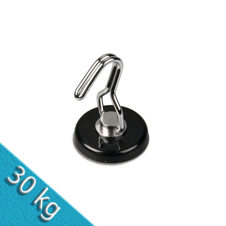Drehbarer Neodym Magnethaken Ø 38 mm schwarz - hält 30 kg