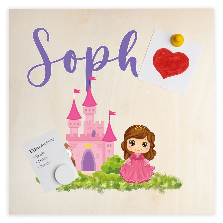 Namenstafel Holz-Magnetboard Holztafel Pinnwand - Inkl. 3 Magnete Motiv: Kleine Prinzessin