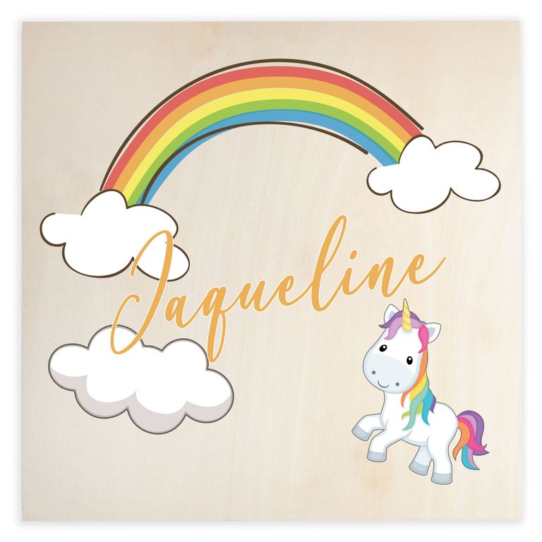 Namenstafel Holz-Magnetboard Holztafel Pinnwand - Inkl. 3 Magnete Motiv: Regenbogen
