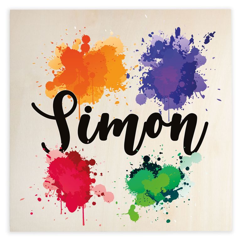 Namenstafel Holz-Magnetboard Holztafel Pinnwand - Inkl. 3 Magnete Motiv: Farbkleckse