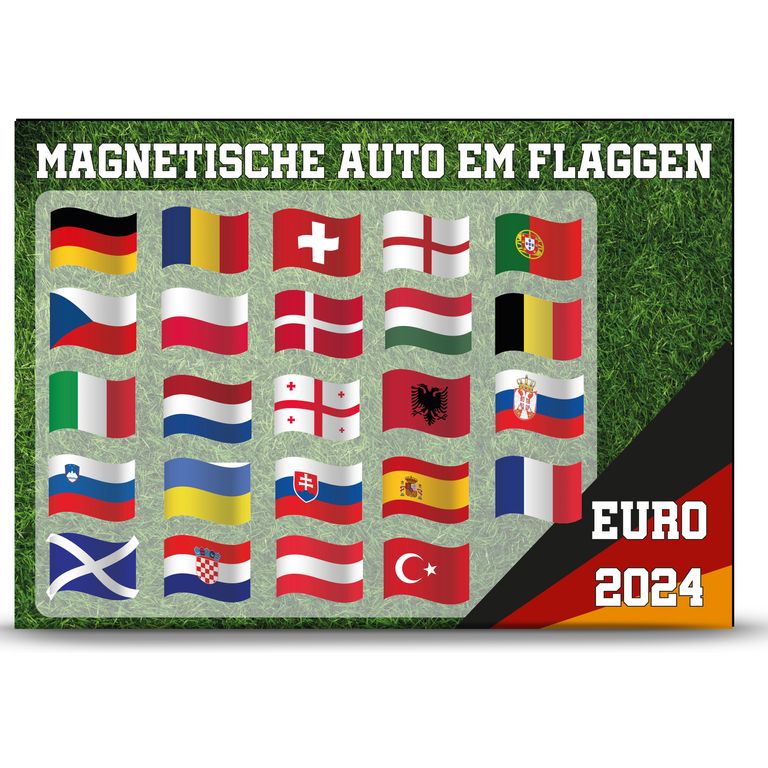 EM Fanartikel Magnet Flagge Fahne für Auto Deko Alle Länder verschiedene Größen