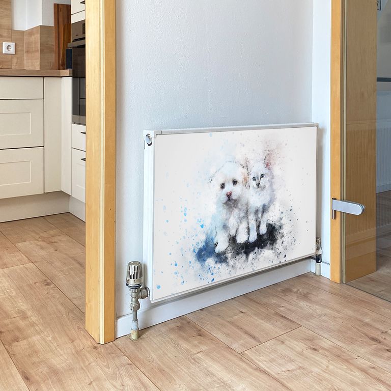 Magnet Heizkörperverkleidung Heizkörperabdeckung Heizung Schutz Motiv Cat and Dog