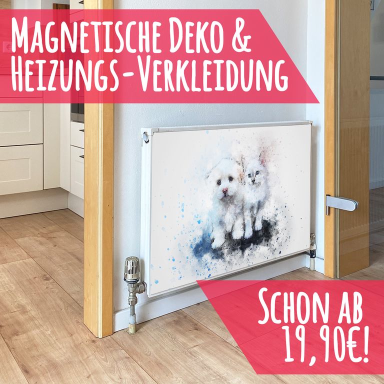Magnet Heizkörperverkleidung Heizkörperabdeckung Heizung Schutz Motiv Cat and Dog