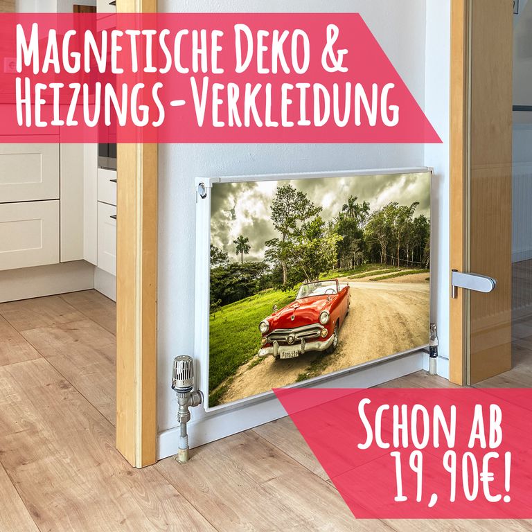 Magnet Heizkörperverkleidung Heizkörperabdeckung Heizkörper - Motiv Oldtimer-rot