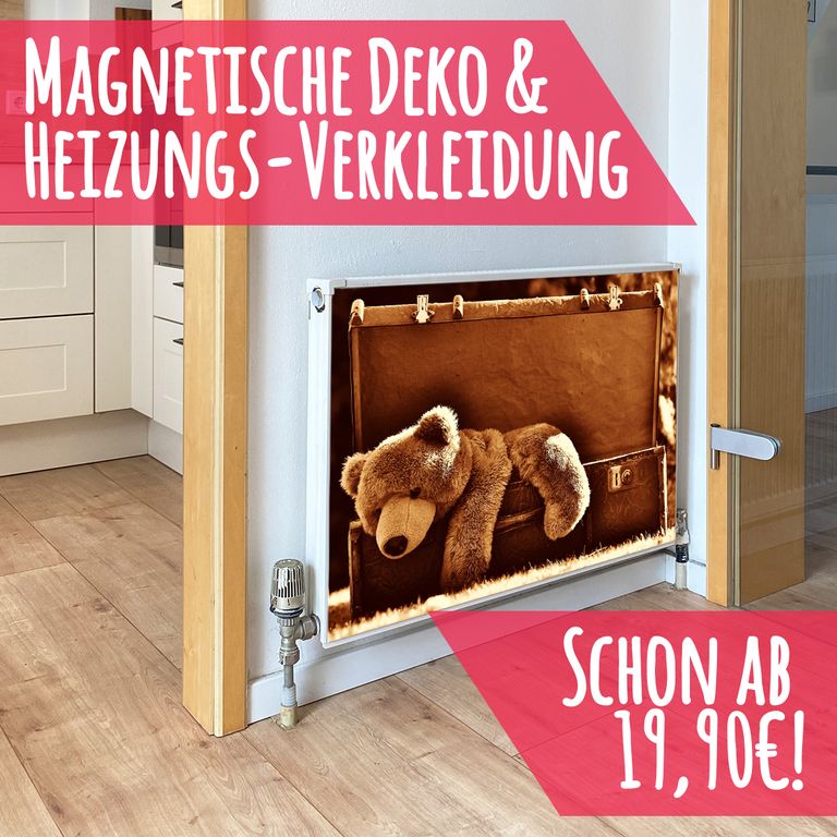 Magnet Heizkörperverkleidung Heizkörperabdeckung Heizung Motiv Teddy auf Reisen