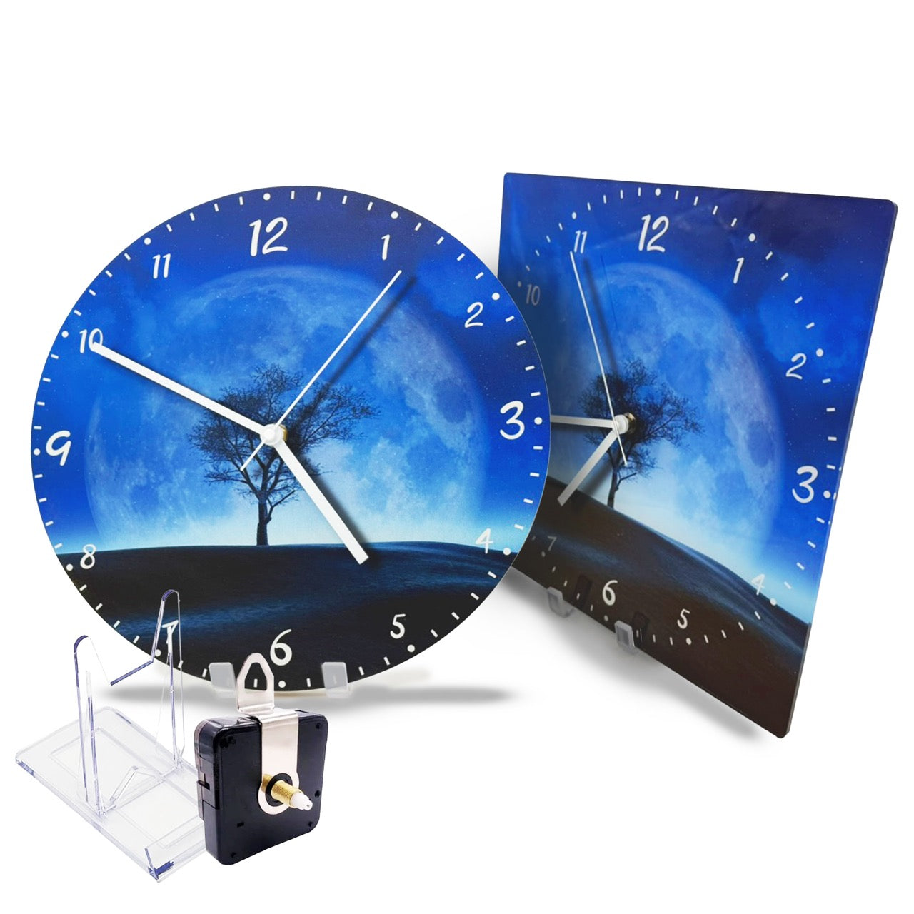 Hochwertige 30cm-Uhren Made in Alzenau Lautlose Uhr MDF Acryl Motiv Blue Space