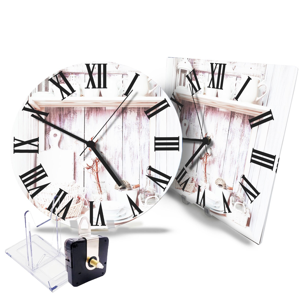 Hochwertige 30cm-Uhren Made in Alzenau Lautlose Uhr MDF Acryl Motiv White Nostalgie