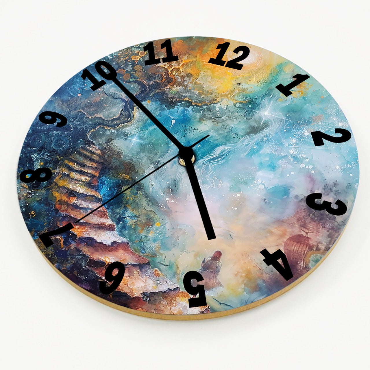 Hochwertige 30cm-Uhren Made in Alzenau Lautlose Uhr MDF Acryl Motiv Kunst-Treppe