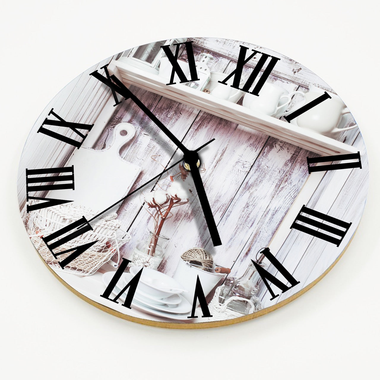 Hochwertige 30cm-Uhren Made in Alzenau Lautlose Uhr MDF Acryl Motiv White Nostalgie