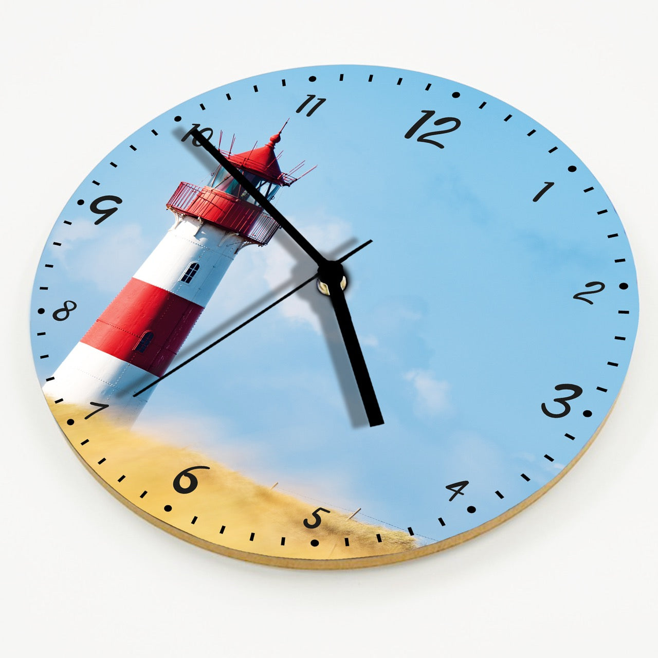 Hochwertige 30cm-Uhren Made in Alzenau Lautlose Uhr MDF Acryl Motiv Leuchtturm