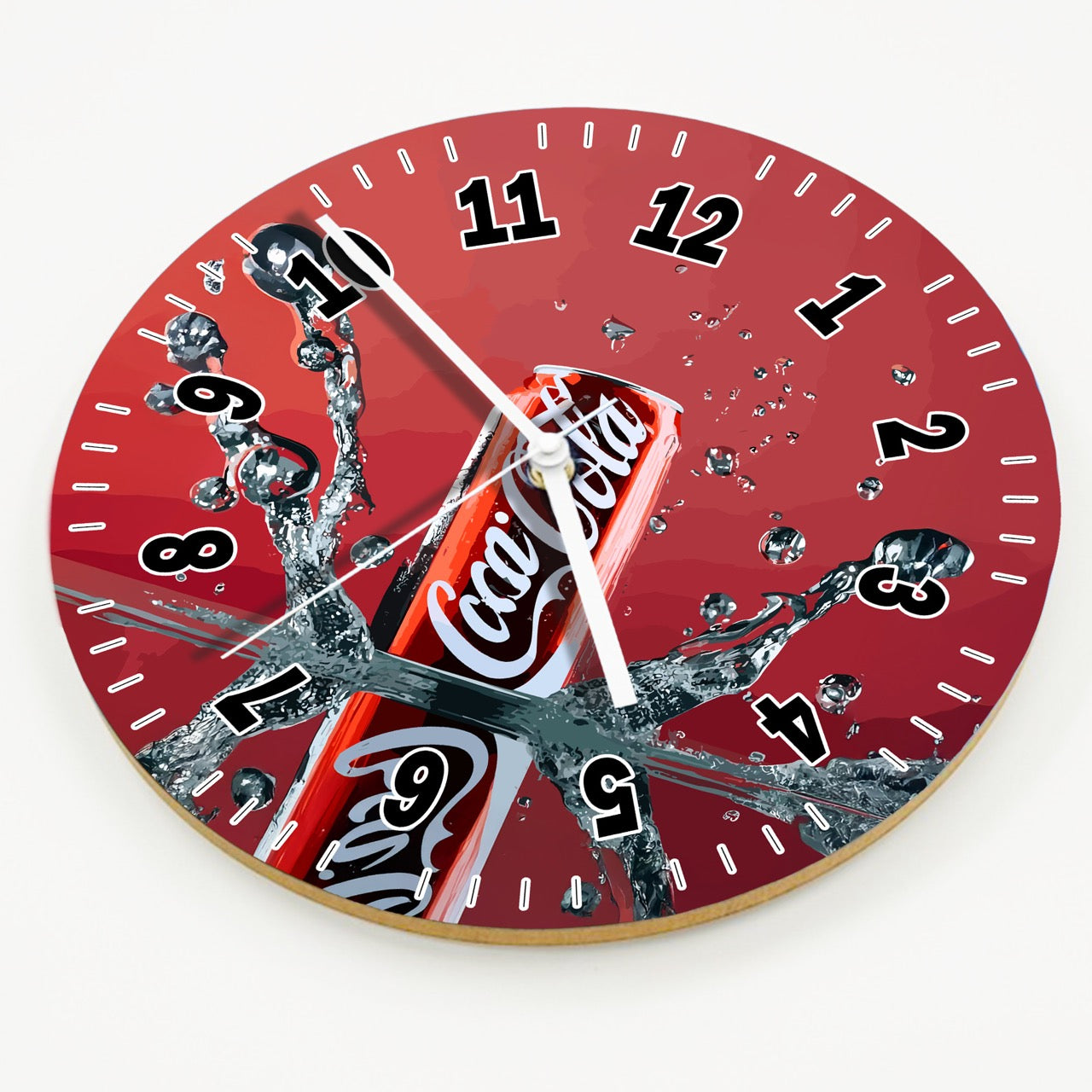 Hochwertige 30cm-Uhren Made in Alzenau Lautlose Uhr MDF Acryl Motiv Softgetränk