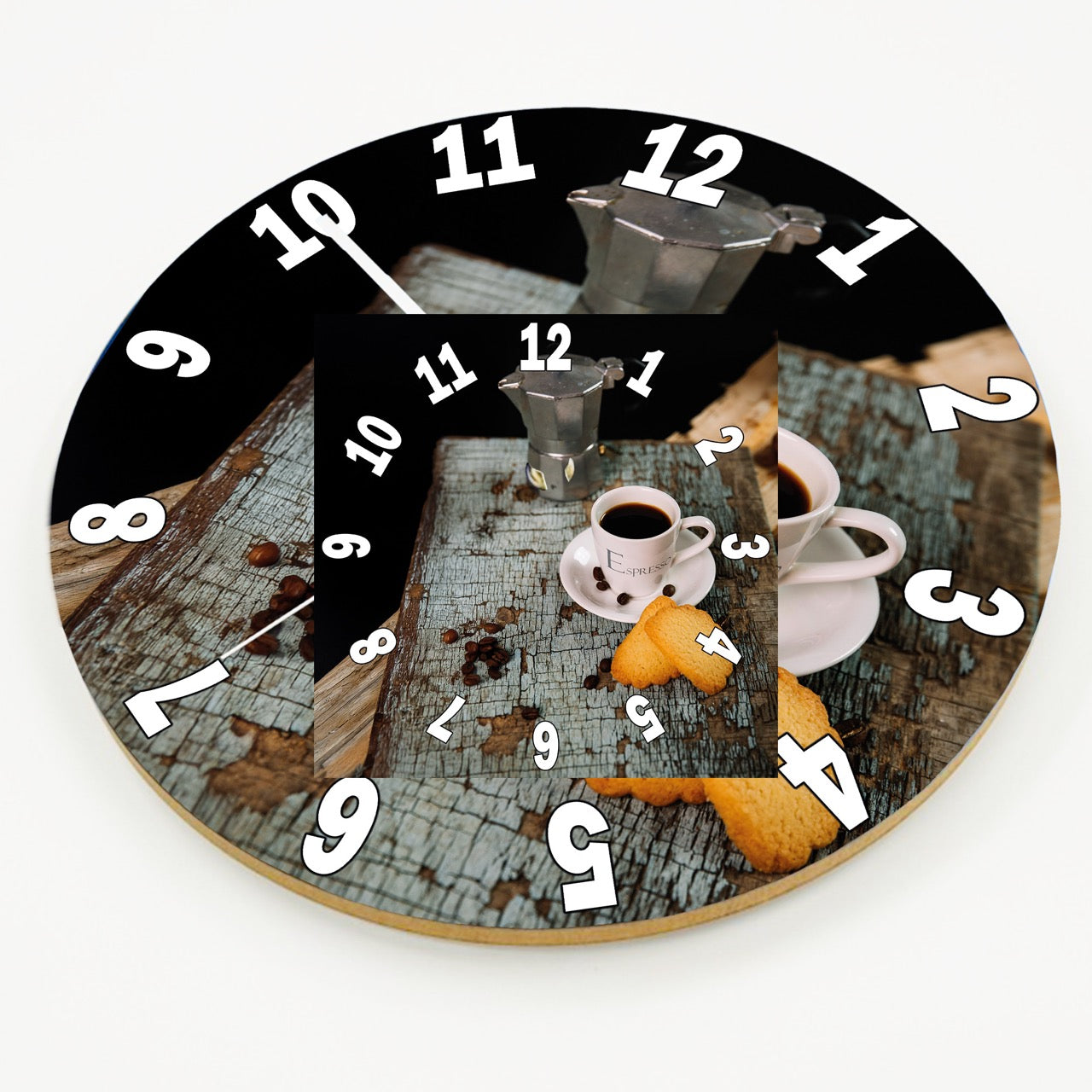 Hochwertige 30cm-Uhren Made in Alzenau Lautlose Uhr MDF Acryl Motiv Espresso