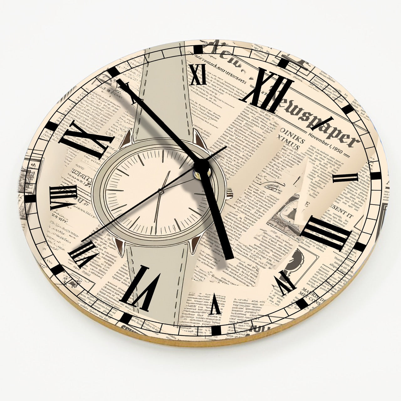 Hochwertige 30cm-Uhren Made in Alzenau Lautlose Uhr MDF Acryl Motiv Old Zeitung