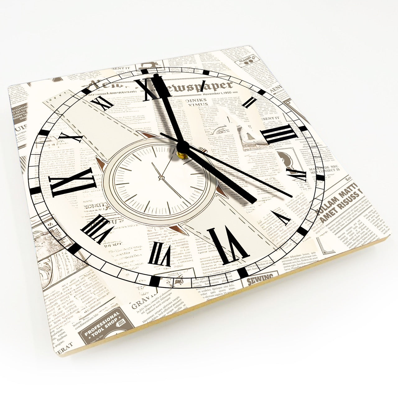 Hochwertige 30cm-Uhren Made in Alzenau Lautlose Uhr MDF Acryl Motiv Old Zeitung