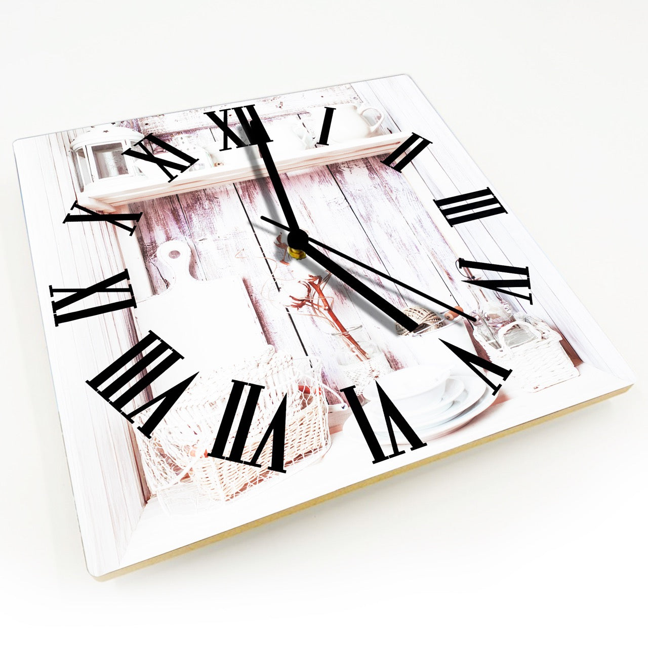 Hochwertige 30cm-Uhren Made in Alzenau Lautlose Uhr MDF Acryl Motiv White Nostalgie