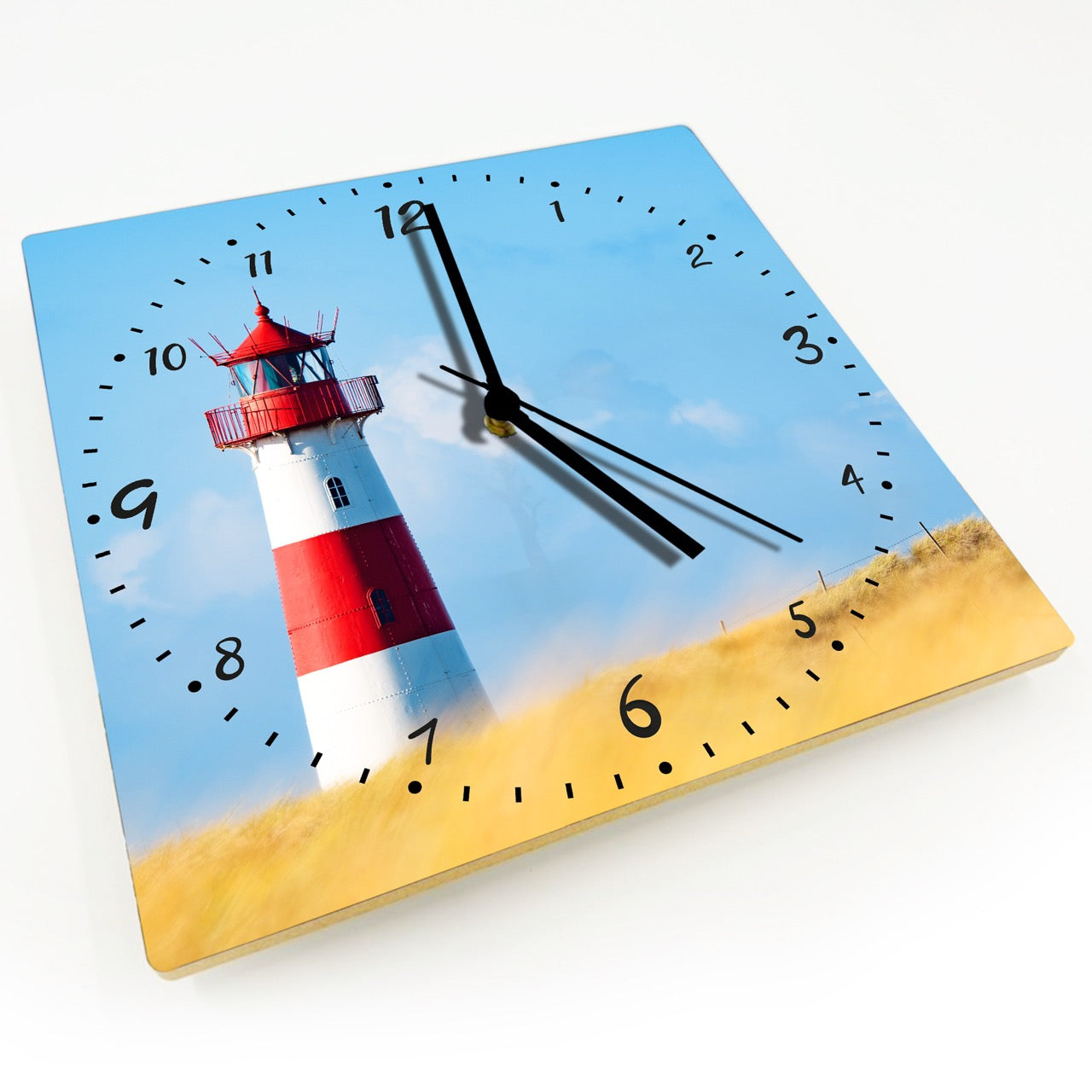 Hochwertige 30cm-Uhren Made in Alzenau Lautlose Uhr MDF Acryl Motiv Leuchtturm