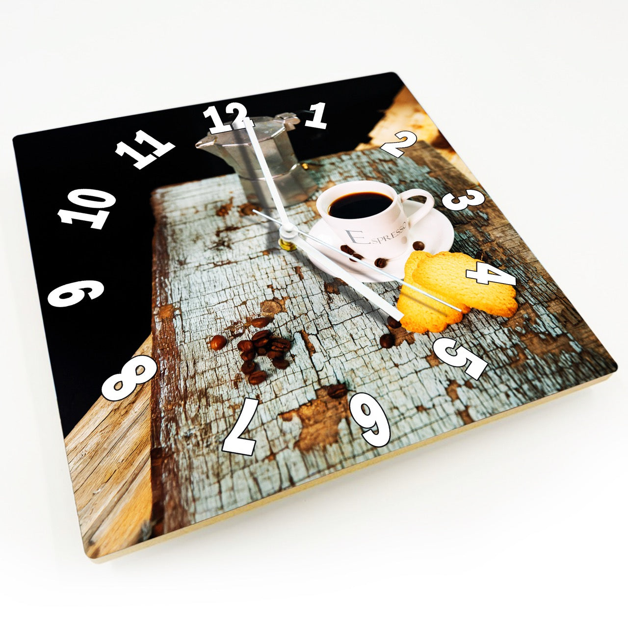 Hochwertige 30cm-Uhren Made in Alzenau Lautlose Uhr MDF Acryl Motiv Espresso