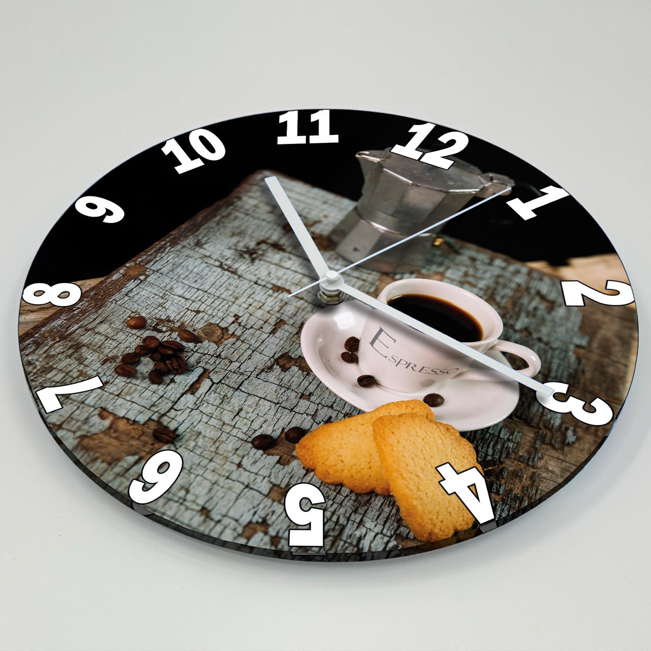 Hochwertige 30cm-Uhren Made in Alzenau Lautlose Uhr MDF Acryl Motiv Espresso