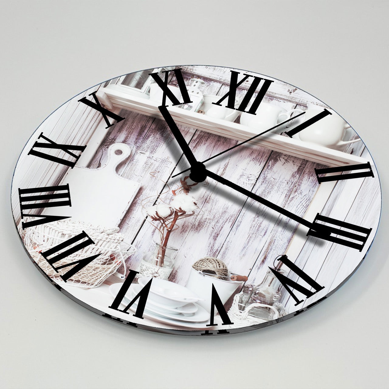 Hochwertige 30cm-Uhren Made in Alzenau Lautlose Uhr MDF Acryl Motiv White Nostalgie