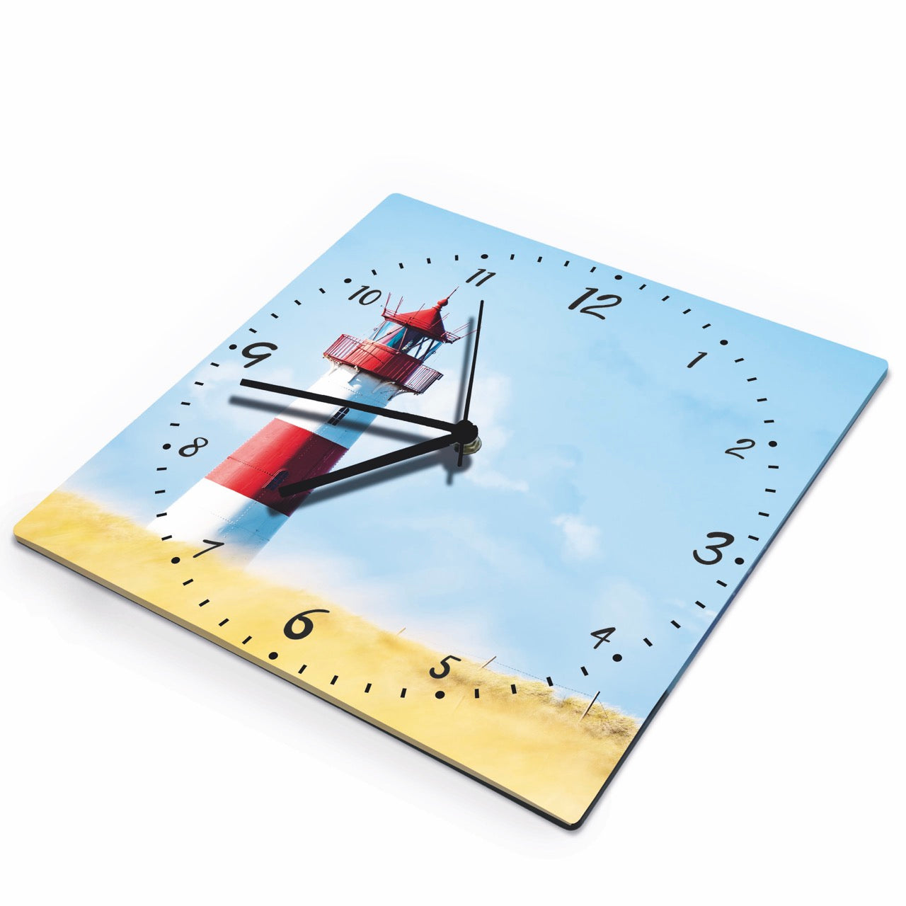 Hochwertige 30cm-Uhren Made in Alzenau Lautlose Uhr MDF Acryl Motiv Leuchtturm