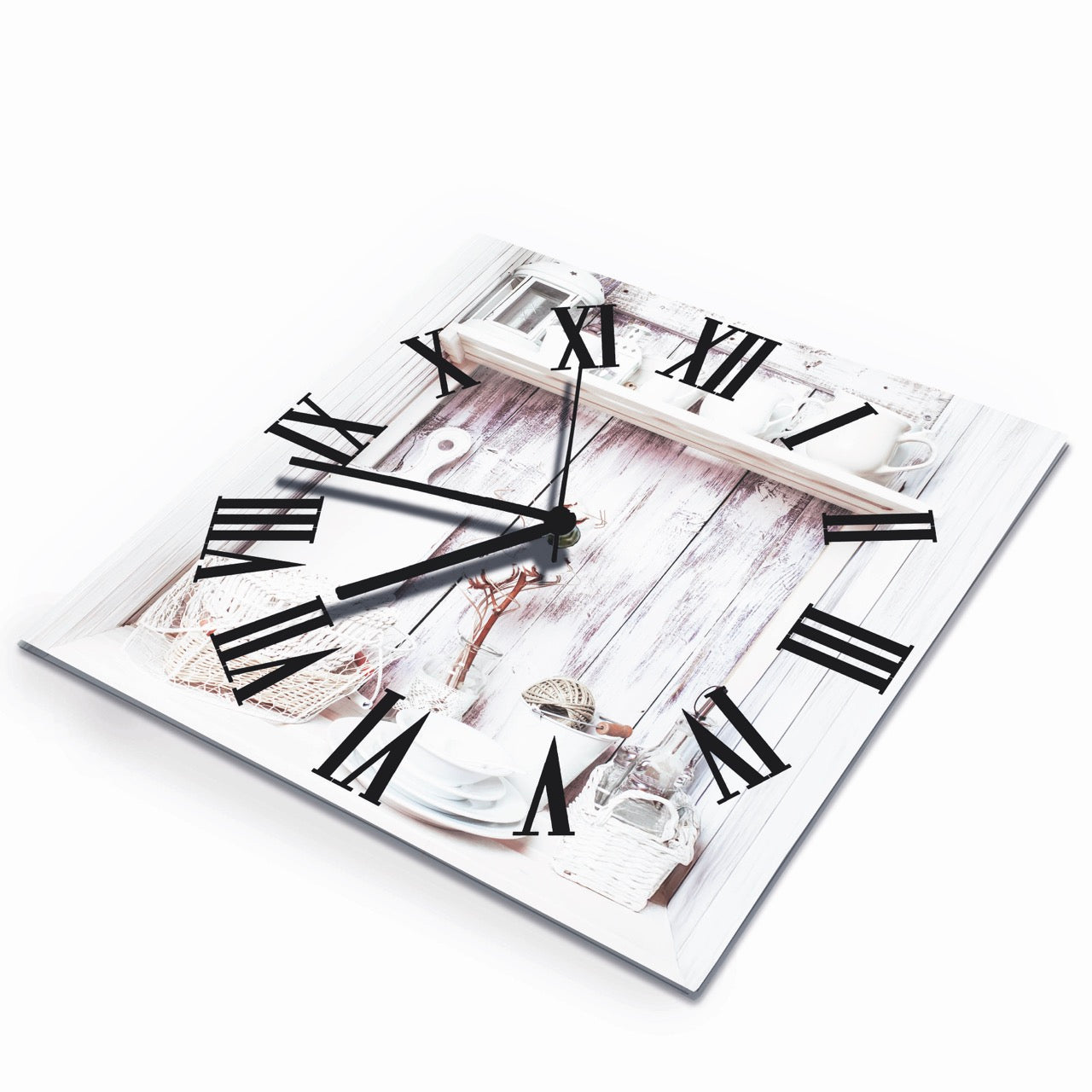 Hochwertige 30cm-Uhren Made in Alzenau Lautlose Uhr MDF Acryl Motiv White Nostalgie