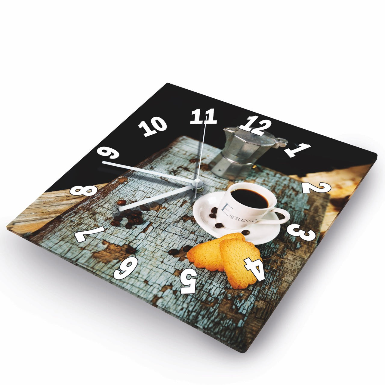 Hochwertige 30cm-Uhren Made in Alzenau Lautlose Uhr MDF Acryl Motiv Espresso