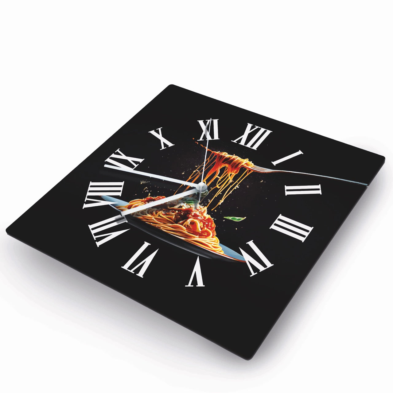 Hochwertige 30cm-Uhren Made in Alzenau Lautlose Uhr MDF Acryl Motiv Spaghetti