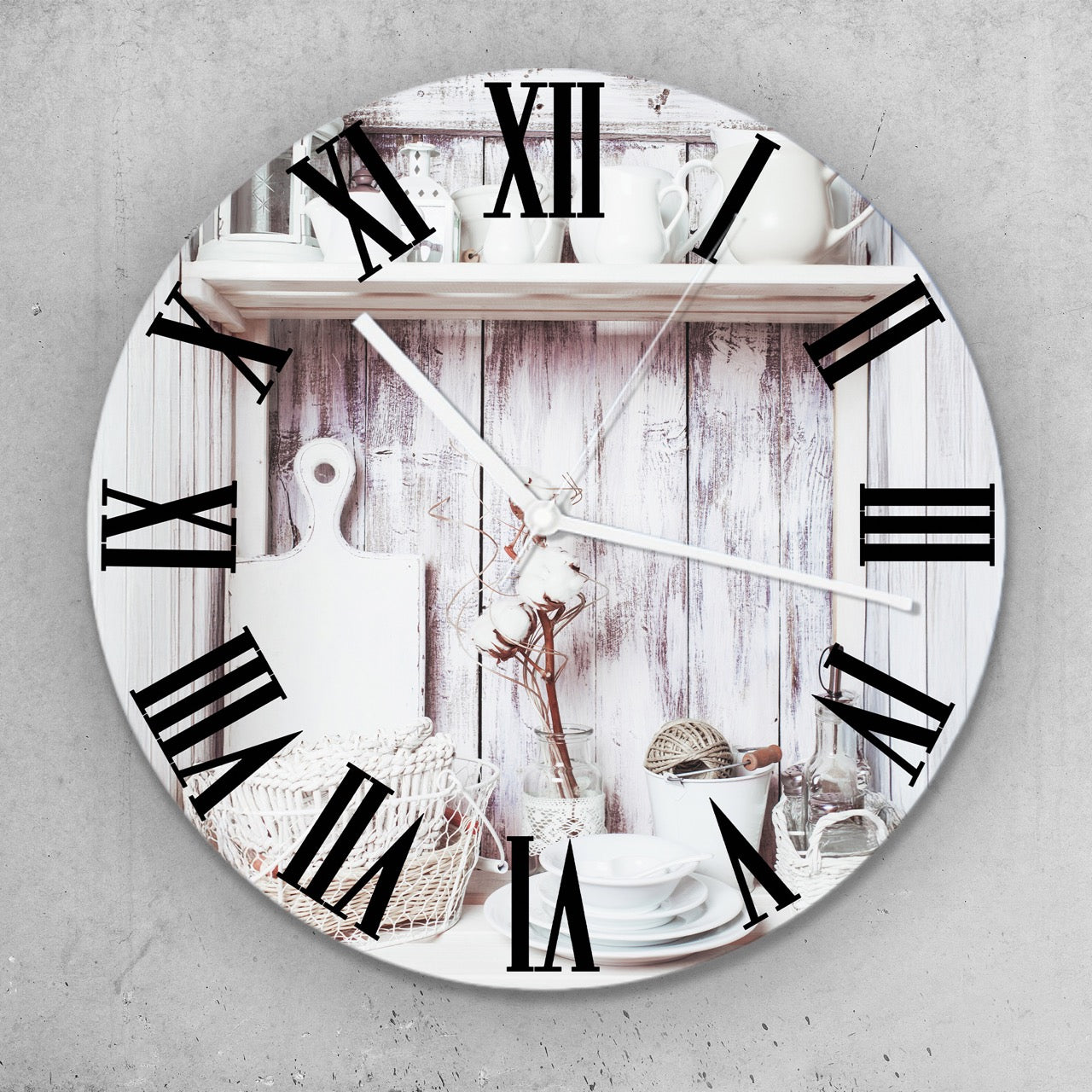 Hochwertige 30cm-Uhren Made in Alzenau Lautlose Uhr MDF Acryl Motiv White Nostalgie