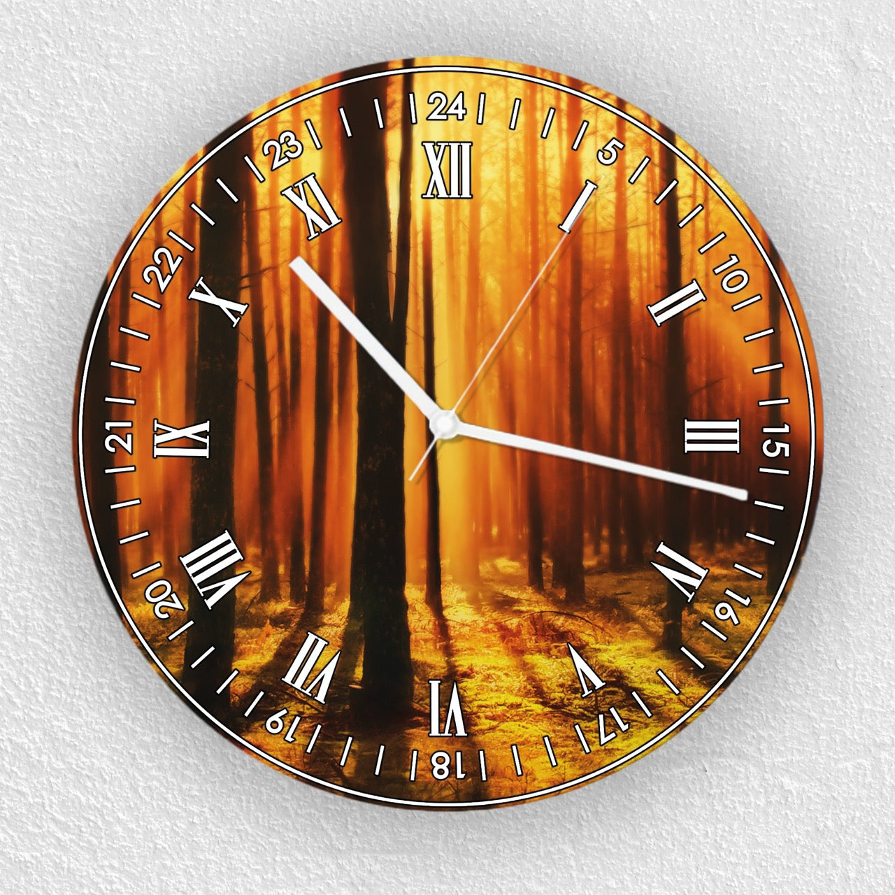 Hochwertige 30cm-Uhren Made in Alzenau Lautlose Uhr MDF Acryl Motiv Zauberwald