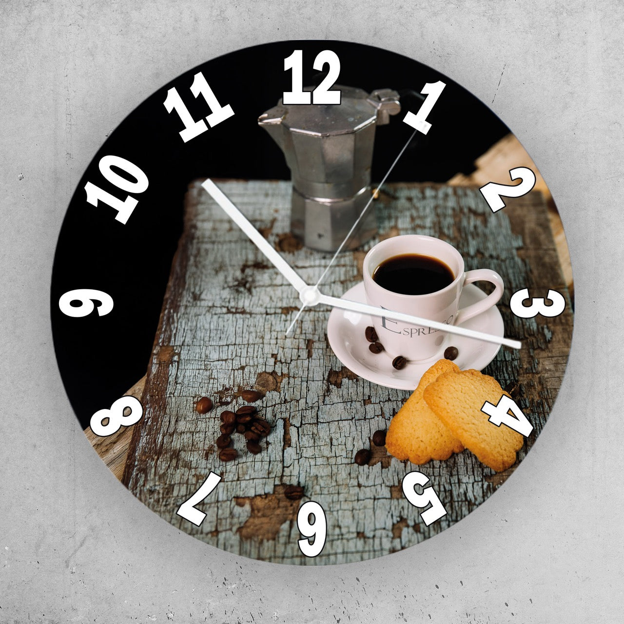 Hochwertige 30cm-Uhren Made in Alzenau Lautlose Uhr MDF Acryl Motiv Espresso