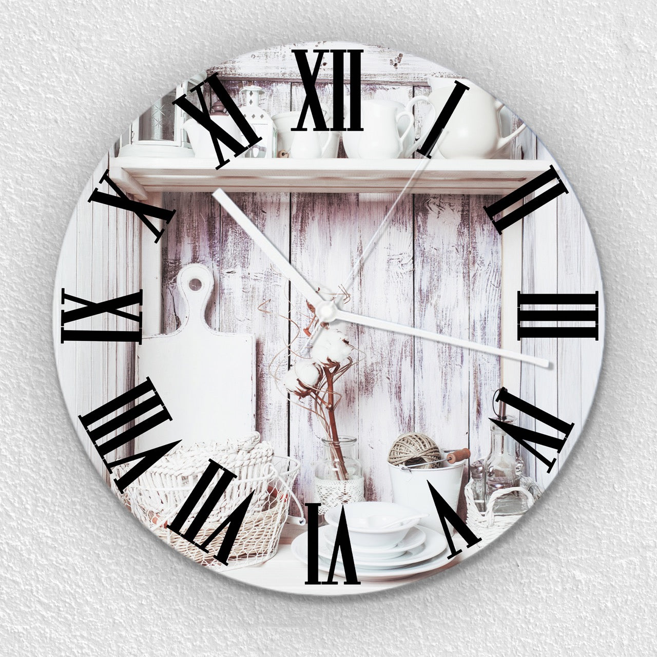 Hochwertige 30cm-Uhren Made in Alzenau Lautlose Uhr MDF Acryl Motiv White Nostalgie
