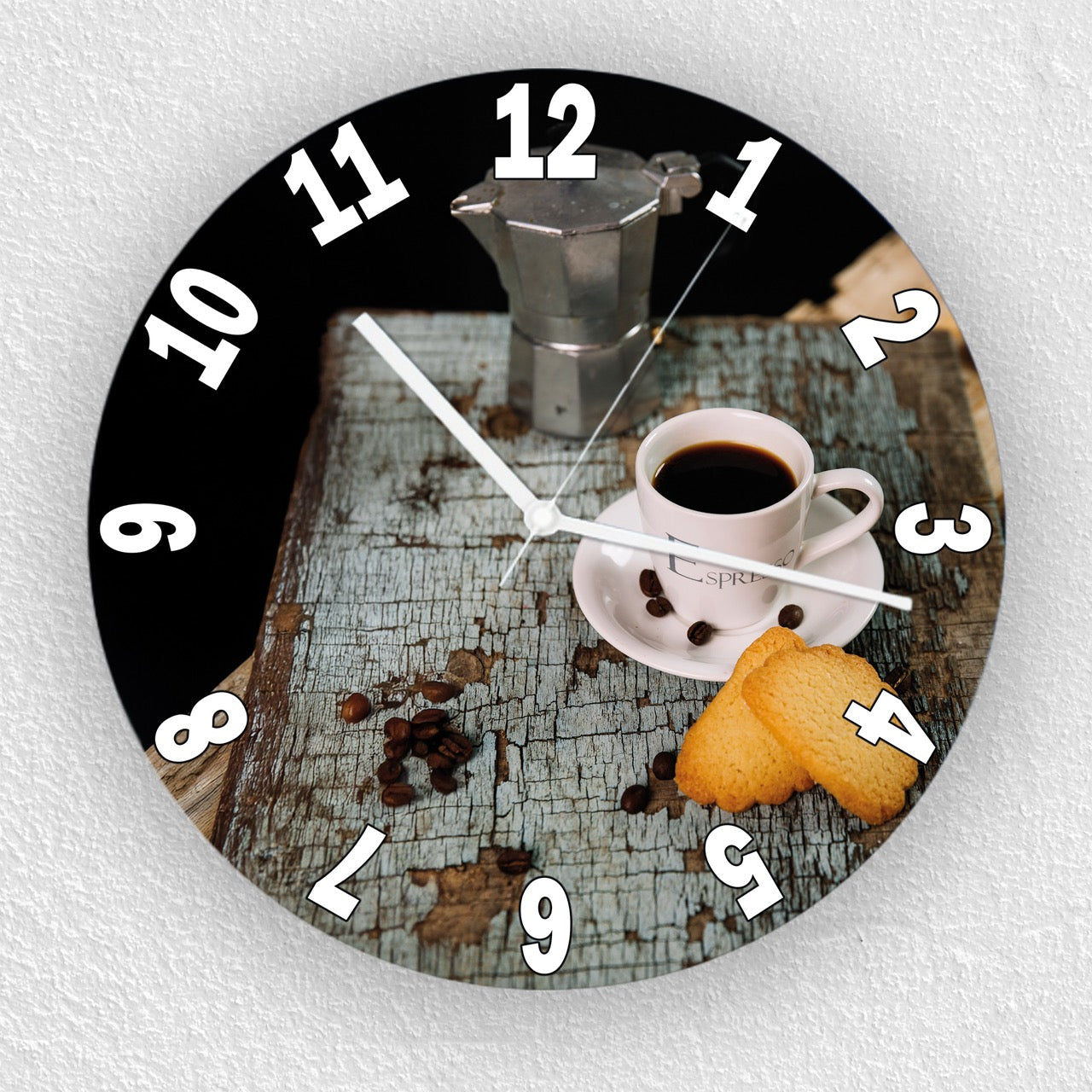 Hochwertige 30cm-Uhren Made in Alzenau Lautlose Uhr MDF Acryl Motiv Espresso