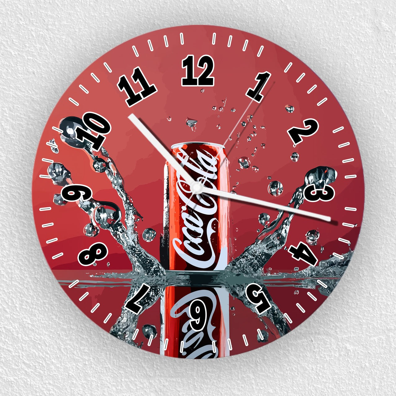 Hochwertige 30cm-Uhren Made in Alzenau Lautlose Uhr MDF Acryl Motiv Softgetränk