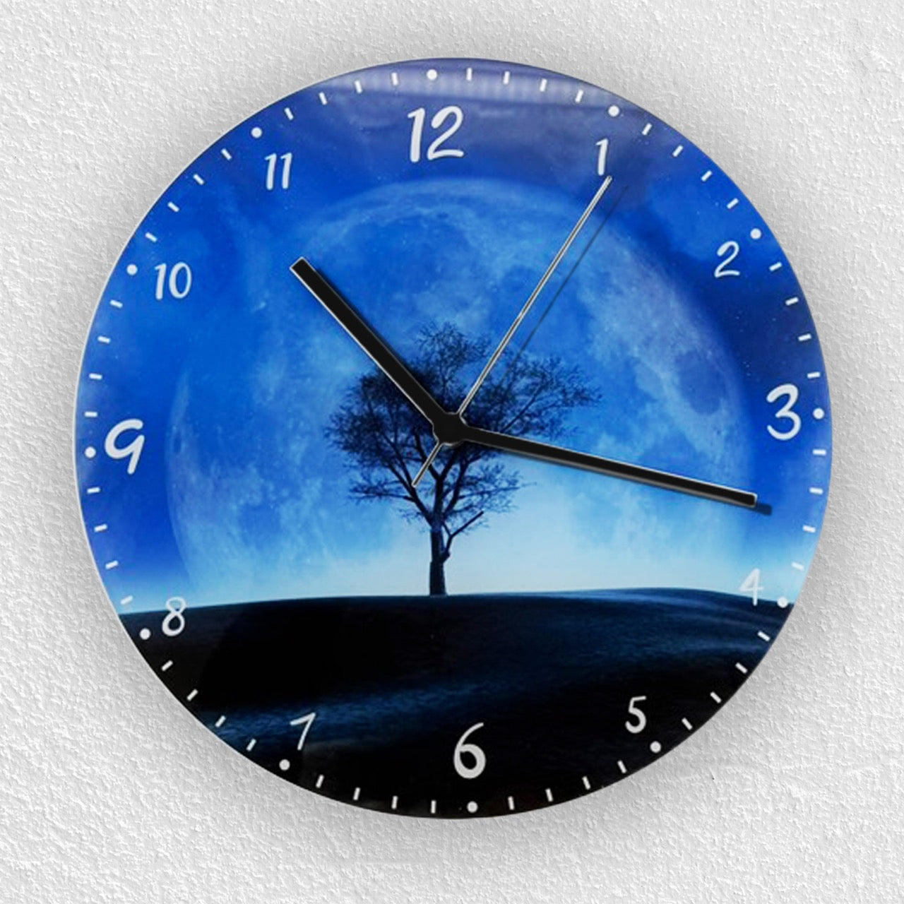 Hochwertige 30cm-Uhren Made in Alzenau Lautlose Uhr MDF Acryl Motiv Blue Space
