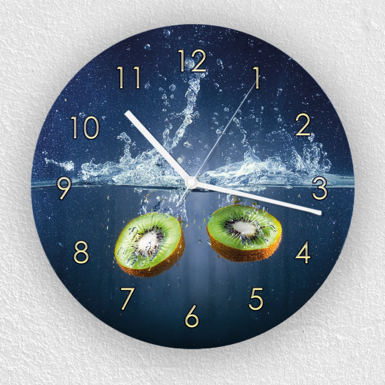 Hochwertige 30cm-Uhren Made in Alzenau Lautlose Uhr MDF Acryl Motiv Kiwi im Wasser