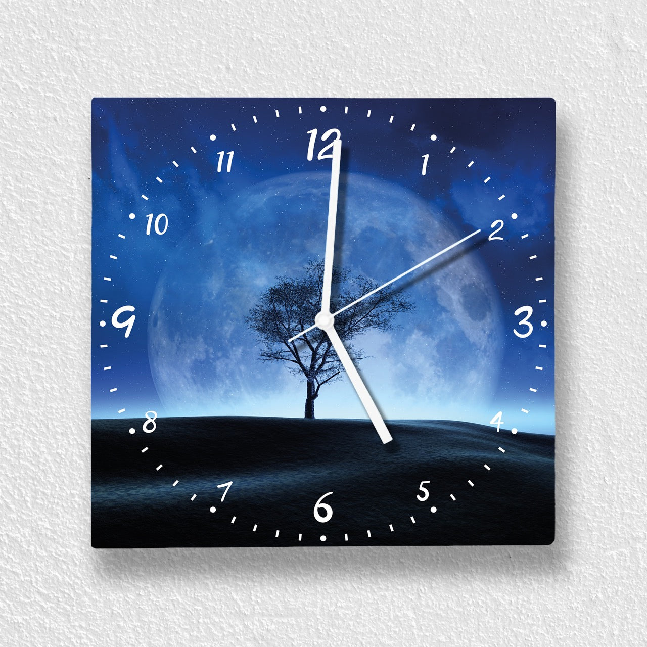 Hochwertige 30cm-Uhren Made in Alzenau Lautlose Uhr MDF Acryl Motiv Blue Space