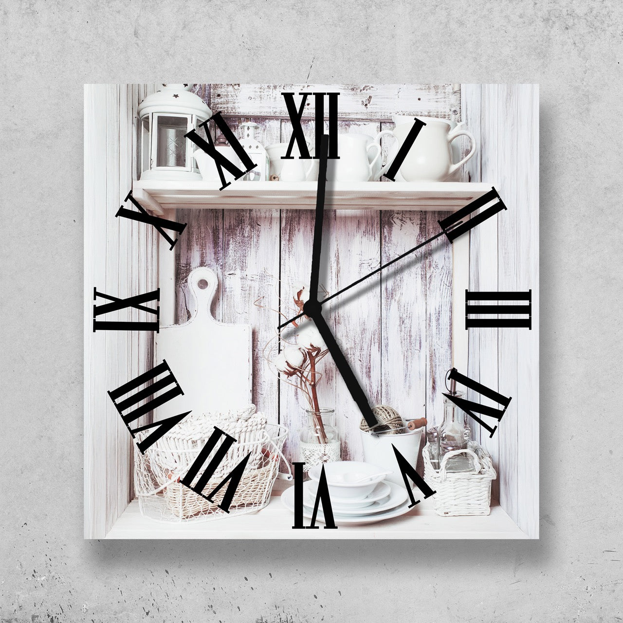 Hochwertige 30cm-Uhren Made in Alzenau Lautlose Uhr MDF Acryl Motiv White Nostalgie
