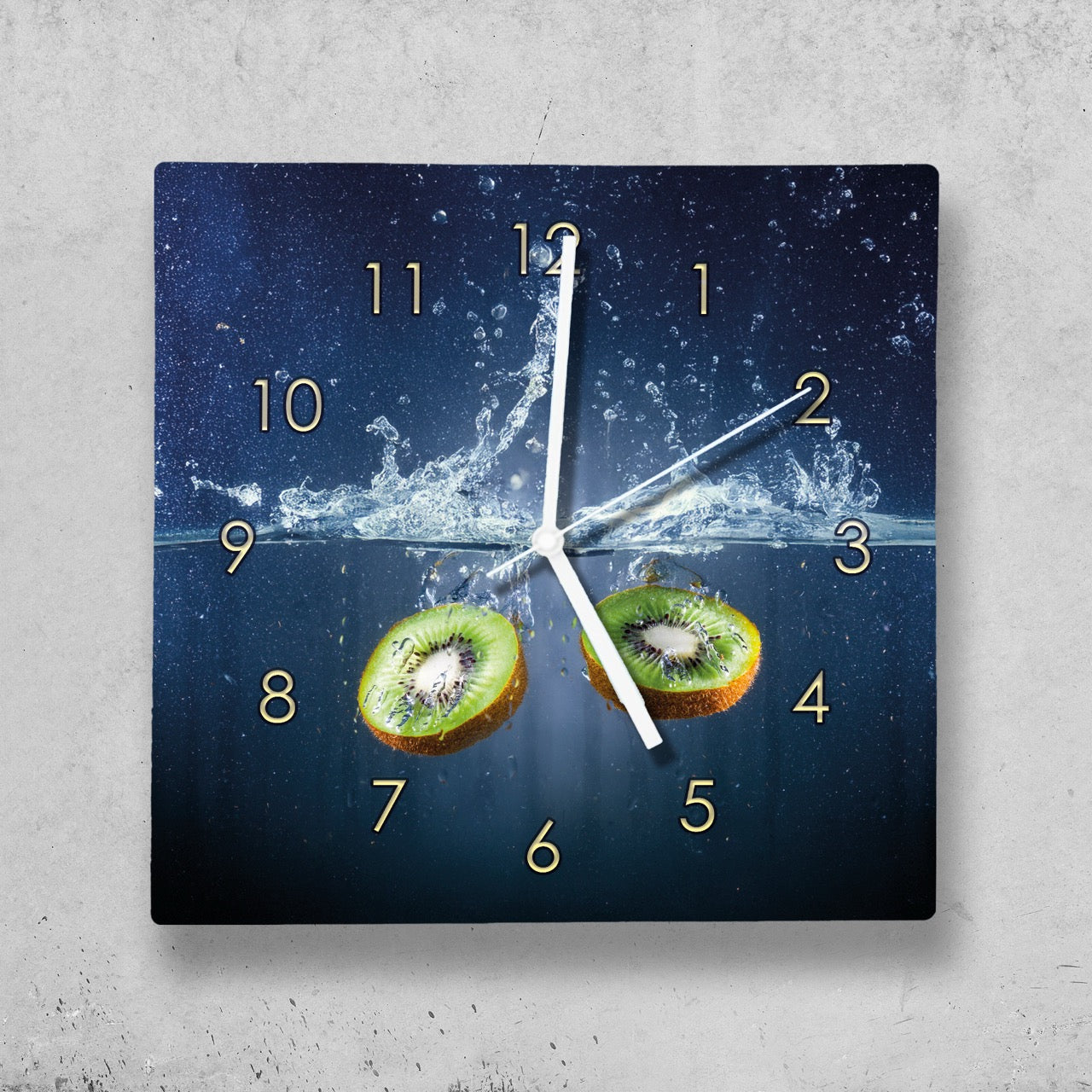 Hochwertige 30cm-Uhren Made in Alzenau Lautlose Uhr MDF Acryl Motiv Kiwi im Wasser